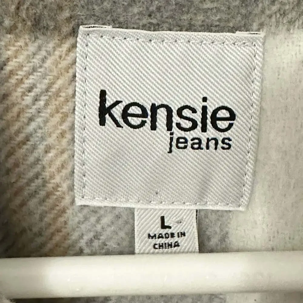 Kensie Jeans Button Down Flannel Plaid Shacket - Picture 4 of 12